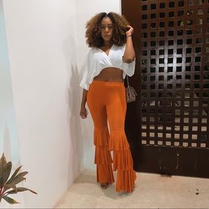 Tall Girl Friendly Rust Flare Pants Size Large